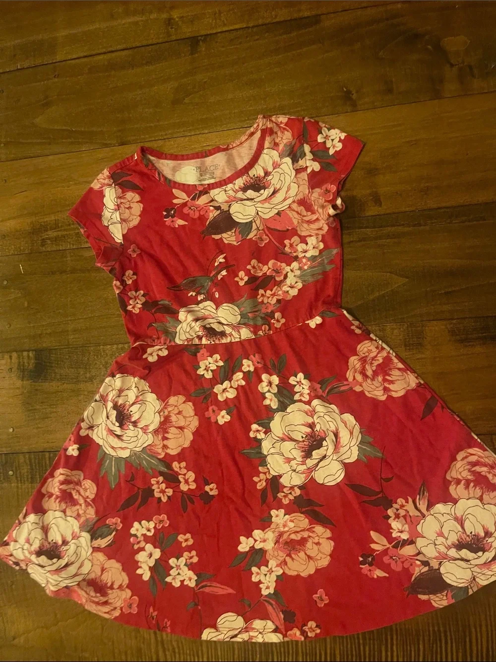 Place Red Floral Twirl Dress for Kids